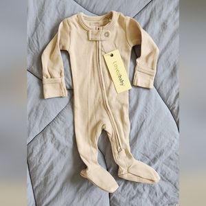 L'OVEDBABY Organic Zipper Footie in Oatmeal - Newborn